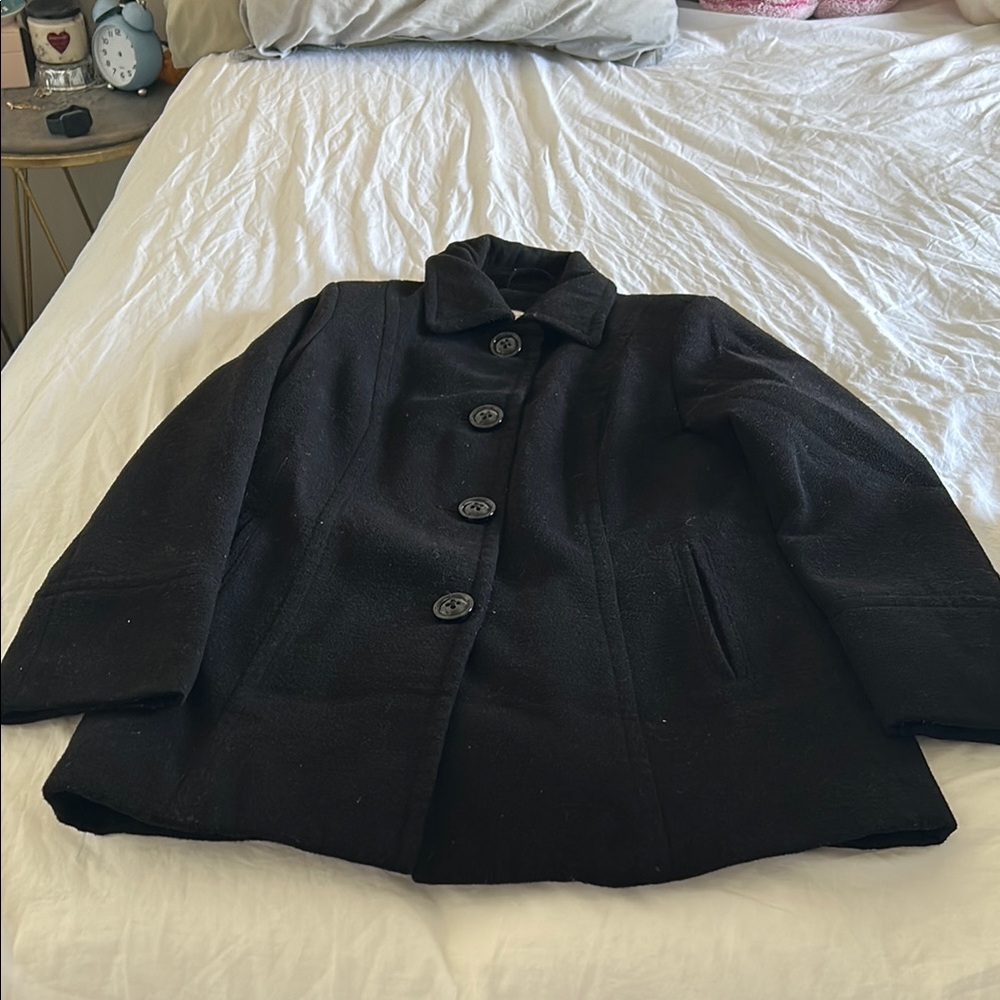 Liz Claiborne Black Pea Coat with High Collar